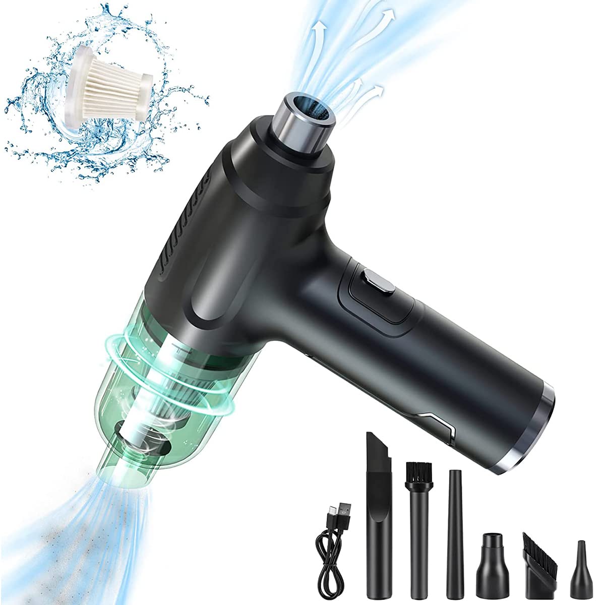 ZORBES Electric Compressed Air Duster - Cordless Electric Air Duster, 50, 000RMP Air Blower for Computer, Effective Keyboard Cleaner, Canned Air Replacement, Computer Cleaner Keyboard Duster ZORBES Electric Compressed Air Duster - Cordless Electric Air Duster, 50, 000RMP Air Blower for Computer, Effective Keyboard Cleaner, Canned Air Replacement, Computer Cleaner Keyboard Duster